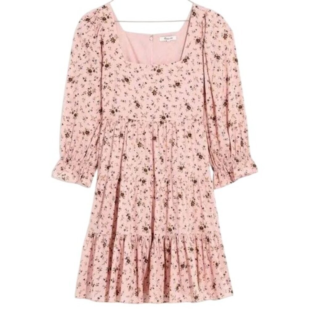 Madewell Lizzie Pink Floral Babydoll Dress in Fresh Sprigs - Picture 5 of 9